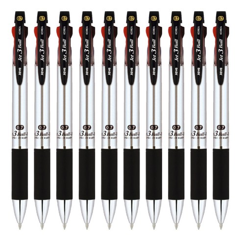자바펜 제트 3볼 M 다색펜 0.7mm, 메탈릭 실버, 10개