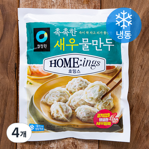 청정원 호밍스 촉촉한 새우 물만두 (냉동), 420g, 4개