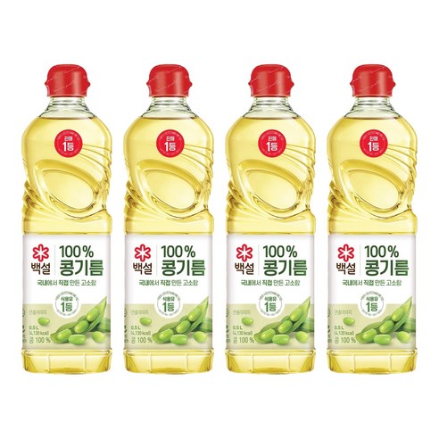 백설 콩기름, 500ml, 4개