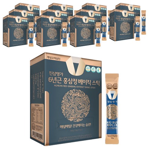 개성고려삼인 진삼명가 6년근 홍삼정 베이직 스틱, 300g, 12개