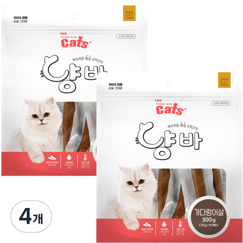 더캣츠 고양이용 냥바 간식 가다랑어살 15p, 가다랑어, 300g, 4개