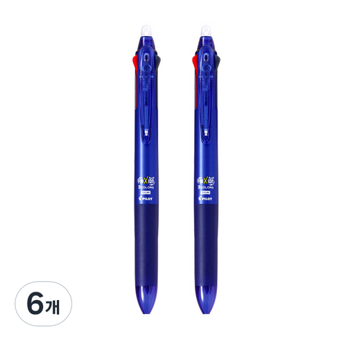 프릭션 슬림 3색 볼펜 0.5mm, 블루, 6개