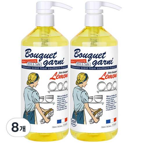 부케가르니 에코 주방세제 레몬향, 750ml, 8개