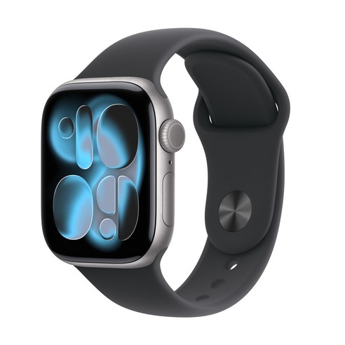 Apple 2025 애플워치 11, 스페이스 그레이, 42mm, GPS, 알루미늄,스페이스 그레이/블랙 스포츠 밴드, M/L