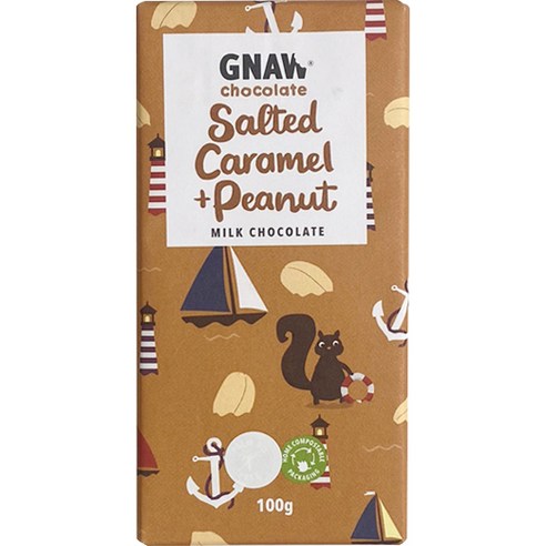 GNAW 솔티드 카라멜 & 땅콩바 밀크 초콜릿, 1개, 100g