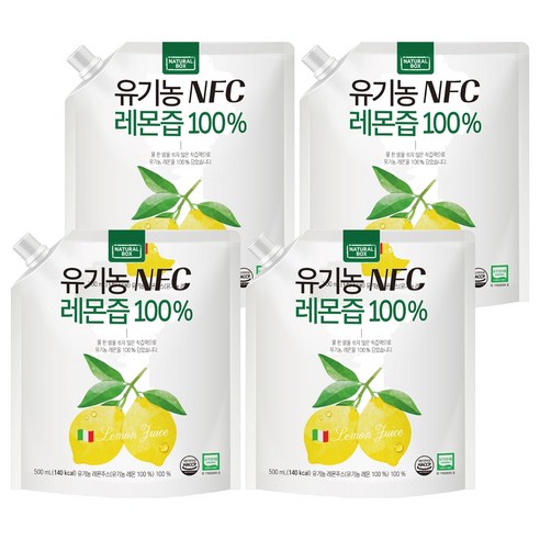 내추럴박스 유기농 NFC 레몬즙 100%, 4개, 500ml