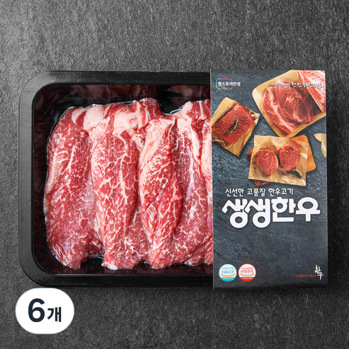 생생한우 1등급 안심 구이용 (냉장), 200g, 6개