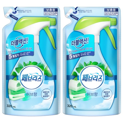 페브리즈 허브향 섬유탈취제 리필, 320ml, 2개