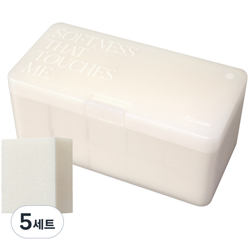 피카소 라텍스 스퀘어 스펀지 + 케이스 세트, 화이트, 5세트