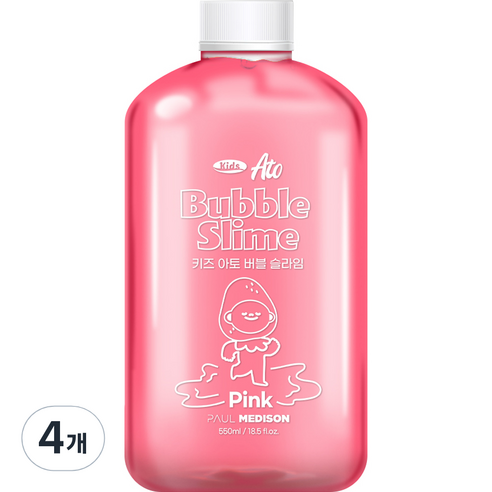폴메디슨 대용량 키즈 아토 버블 슬라임 핑크 핑크, 4개, 550ml