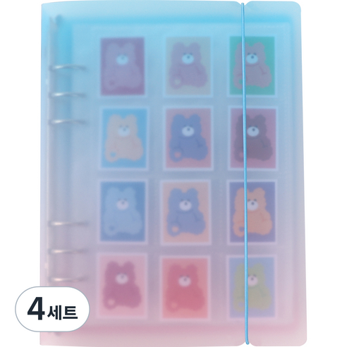 워너디스 A5 6공 띠부씰 바인더 세트, 03 블루핑크, 4세트