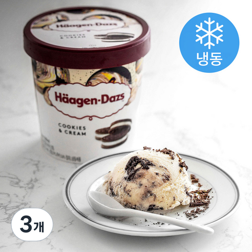 하겐다즈 파인트 쿠키 앤 크림 (냉동), 473ml, 1개입, 3개