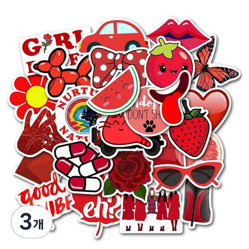 만들하비 캐리어 노트북 다이어리 꾸미기 리무버블 스티커 50p, 02 레드, 3개
