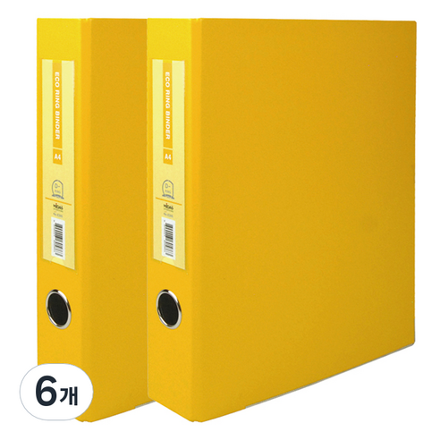 마이다스 D링 바인더 파일 명찰형 5cm 3공 A4, 노랑색, 6개