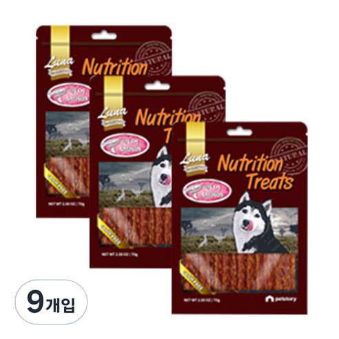 루나 홀리스틱 뉴트리션 트리츠 강아지 간식 20p, 연어져키, 70g, 9개