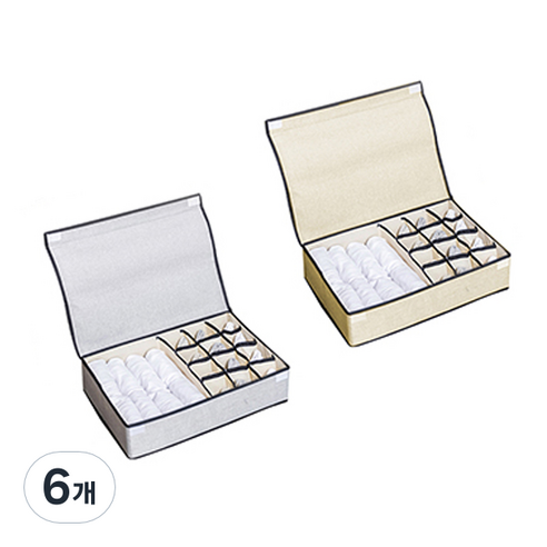 블럭마트 다기능 속옷 양말 정리함 13칸 랜덤발송, 6개