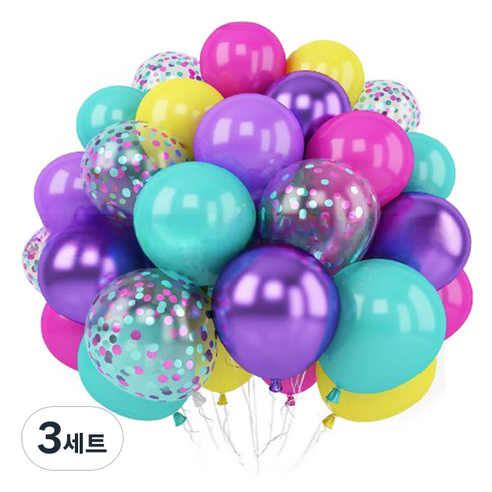 만들하비 컨페티 풍선 세트, 메탈 블루퍼플, 3세트