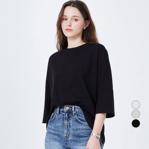 ELLE PARIS 여성용 오버핏 7부 소매 티셔츠