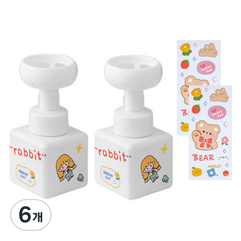 더자카 플라워 거품 핸드워시 디스펜서 250ml, 화이트, 6개
