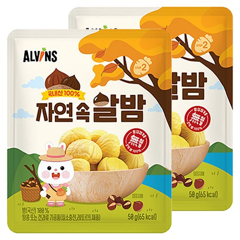 엘빈즈 자연속 알밤, 맛밤, 50g, 2개