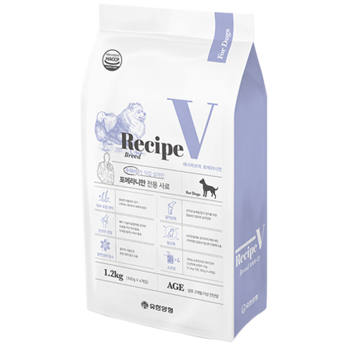 유한양행 Recipe V 강아지 견종별 맞춤식사료 포메라니안, 1.2kg, 1개