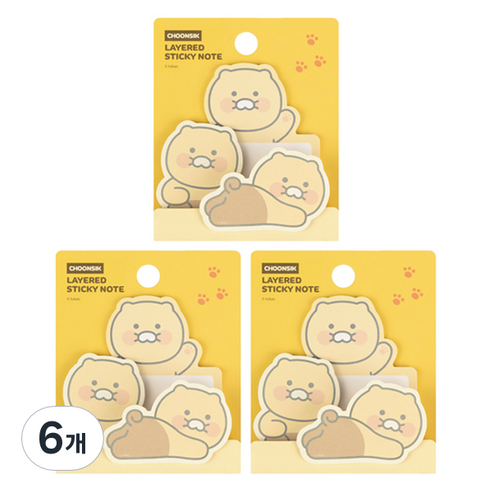 카카오프렌즈 춘식이 레이어드 점착 메모지 형태, 6개, 1개입, 혼합색상