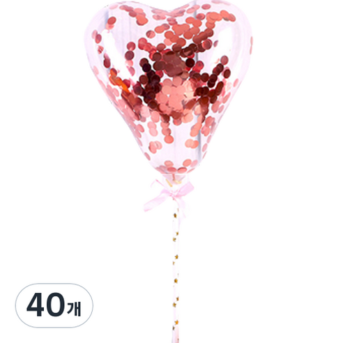 하이어리 파티용 투명 컨페티 풍선 하트, 레드, 40개