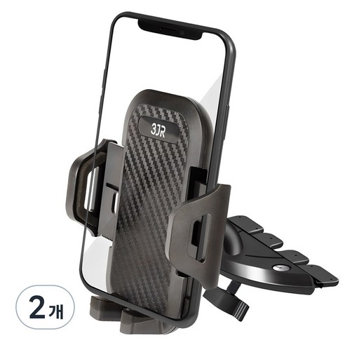 쓰리제이알 스마트폰 CD슬롯 거치대, 2개, 블랙