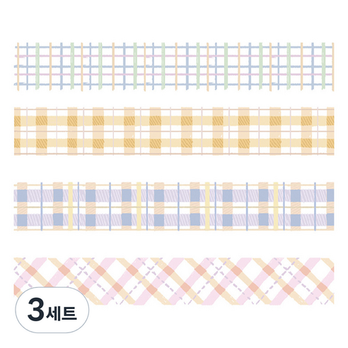 마켓A 플레이드 종이 마스킹테이프 2cm x 2m 4종 세트, TYPE9, 3세트