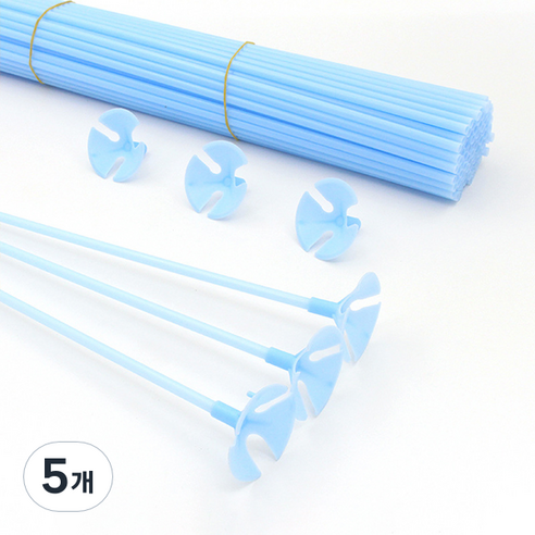 마켓감성 마카롱 풍선 홀더 핸드 스틱 42cm 100p, 파랑, 5개