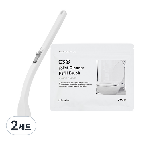 어웨이크어슬립 변기클리너 레몬향 핸들 + 리필 12P + 핸드걸이, 2세트