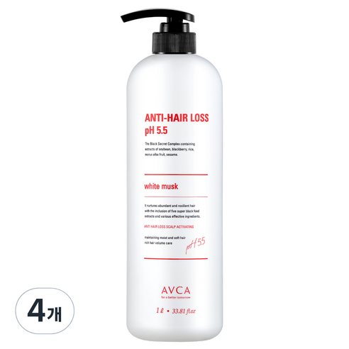 아브카 약산성 두피케어 탈모기능성 샴푸, 4개, 1000ml