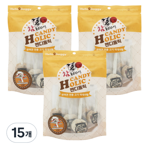 헬로도기 캔디홀릭 강아지 간식 10p, 오리 + 대구 + 야채 혼합맛, 100g, 15개