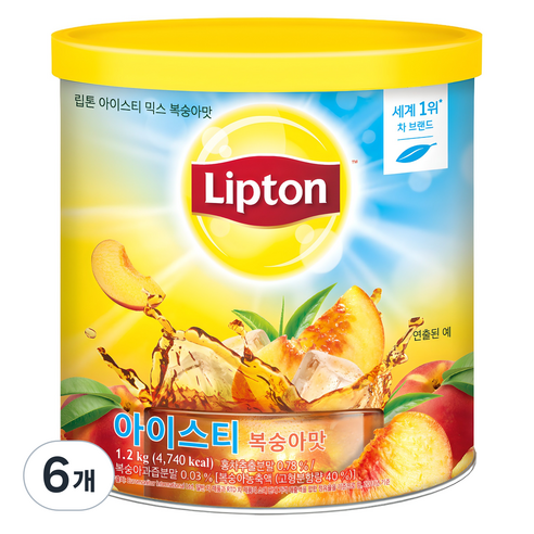 립톤 아이스티 믹스 복숭아맛, 1.2kg, 1개입, 6개