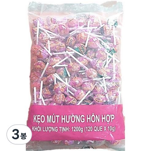 츄파춥스 리필팩 막대사탕 랜덤 발송 120p, 1.2kg, 3개