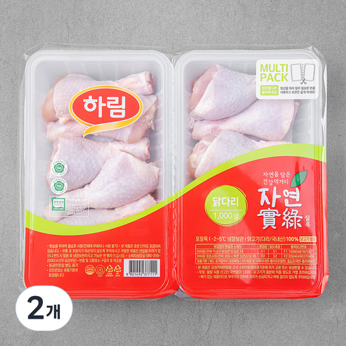 자연실록 무항생제 인증 닭다리, 1kg, 2개