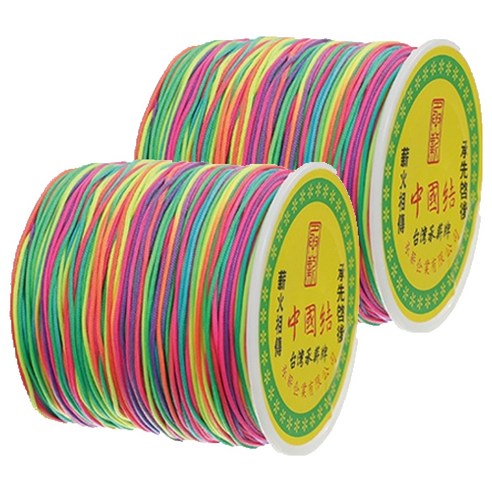 나일론 매듭실 실팔찌 만들기 0.8mm, Rainbow, 2개