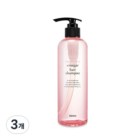 어퓨 라즈베리 식초 헤어 샴푸 라즈베리향, 500ml, 3개