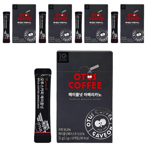 오투스커피 헤이즐넛 아메리카노, 10개입, 5개, 2.1g