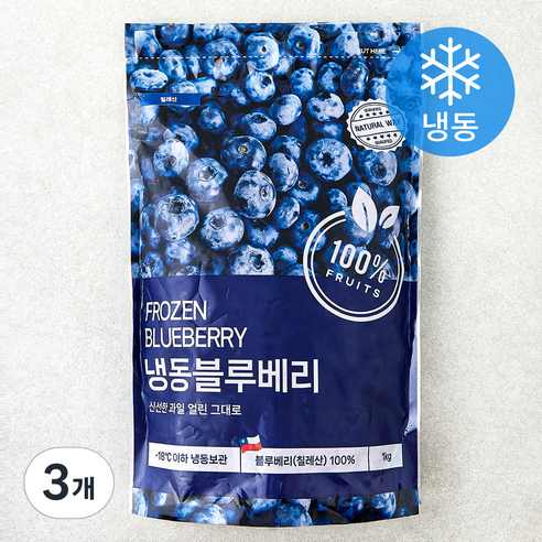네츄럴웨이 칠레산 블루베리 (냉동), 3개, 1kg