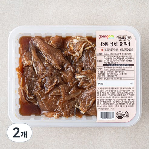 곰곰 한돈 양념 불고기, 1kg, 2개