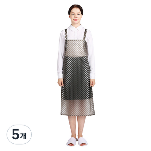 웰프런 반투명 우레탄 유니도트 방수 앞치마 중, 블랙, 5개