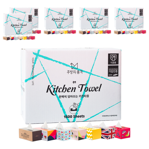 주방의품격 키친타올 + 디자인 케이스, 1500개입, 6세트