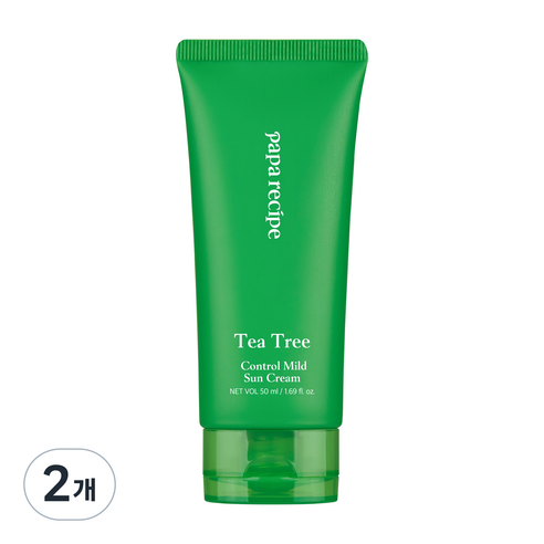 파파레서피 티트리 컨트롤 마일드 선 크림 SPF50+ PA++++, 50ml, 2개