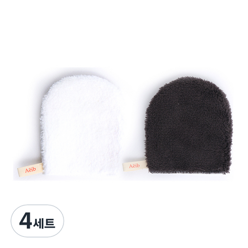 에이브 클렌징 글러브 2종 세트, 4세트, 화이트, 블랙
