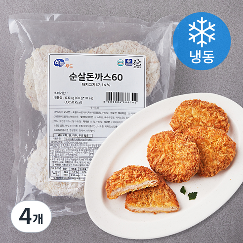하늘푸드 순살돈까스 60 10개입 (냉동), 600g, 4개
