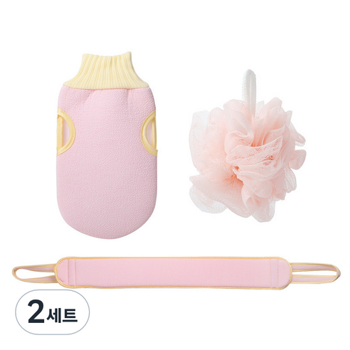 다정다감 잘밀리는 때타올 3종 세트, 핑크, 2세트