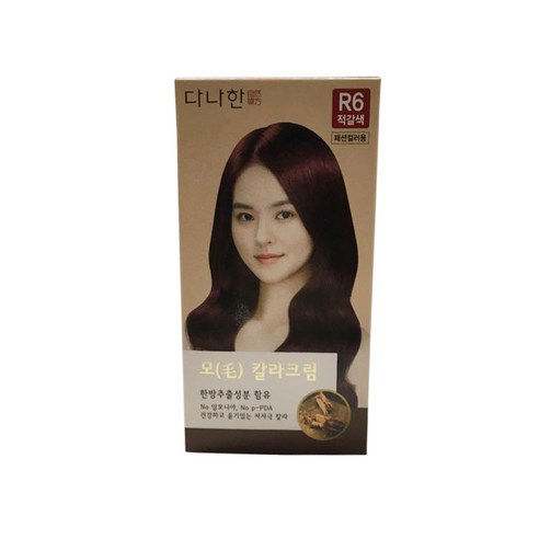 다나한 모 칼라크림 염모제, 1개, R6적갈색