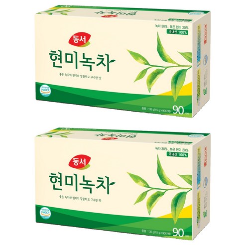 동서 현미녹차 티백, 1.5g, 90개입, 2개