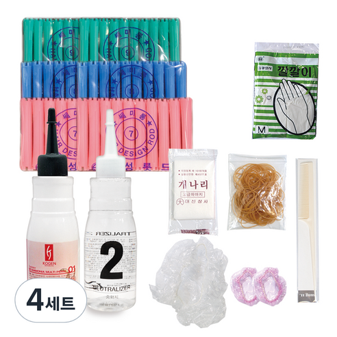 셀프펌 할머니펌 파마세트, 혼합색상, 4세트